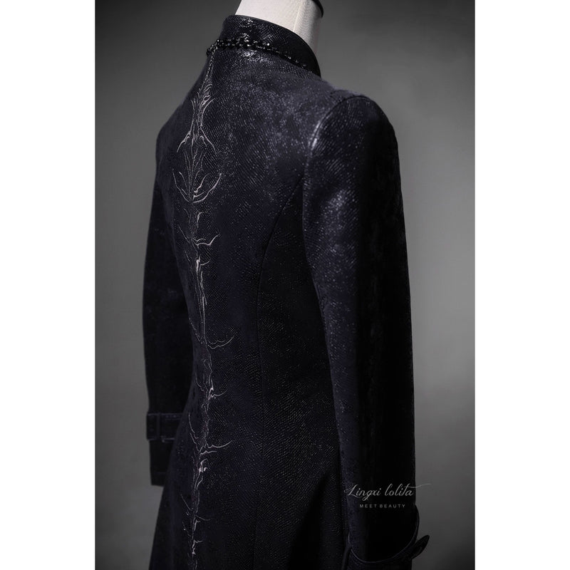 脊椎骨格の刺繍ゴシックコート