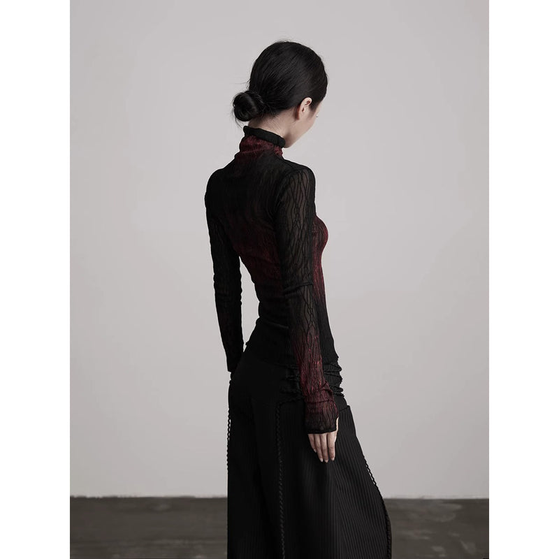 Red Flame Lace High Neck Top