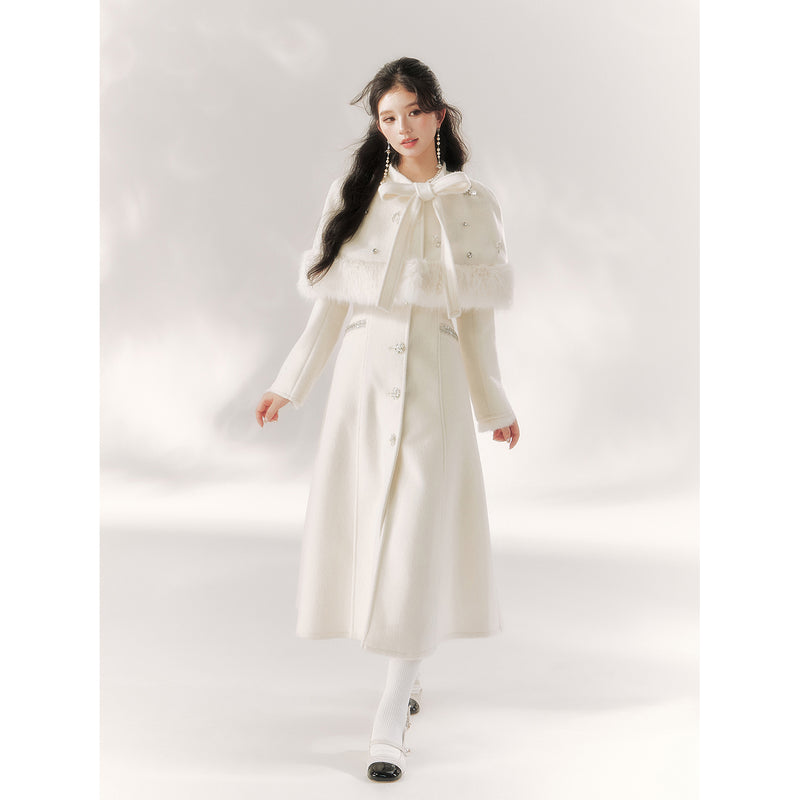 Elegant Embroidered Classical Cape Coat