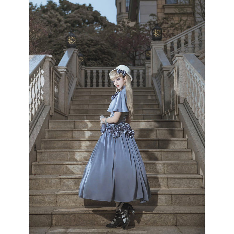 伯爵令嬢のジャンパースカートとケープ - Powder Blue[2025年8月上旬-8月下旬発送予定]