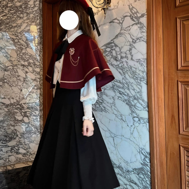 文学令嬢の刺繍スカートとケープとブラウスとベスト
