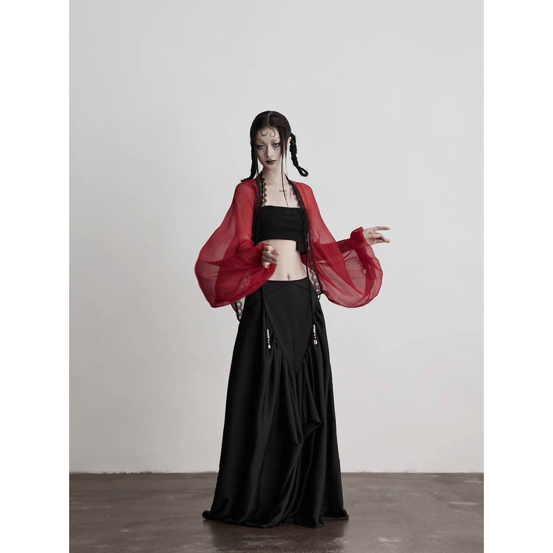 Bright Red Silk Fairy Shawl