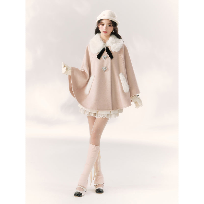 Innocent Girl Ribbon Fur Cloak