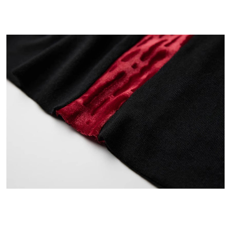 Black Red Slim Fit Top