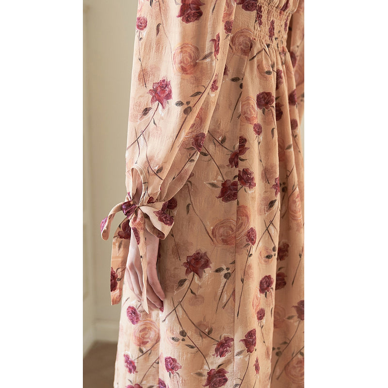 French Retro Rose Flower Dress