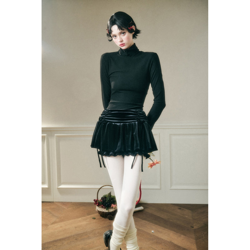 Romantic Velvet Pleated Skirt Pants