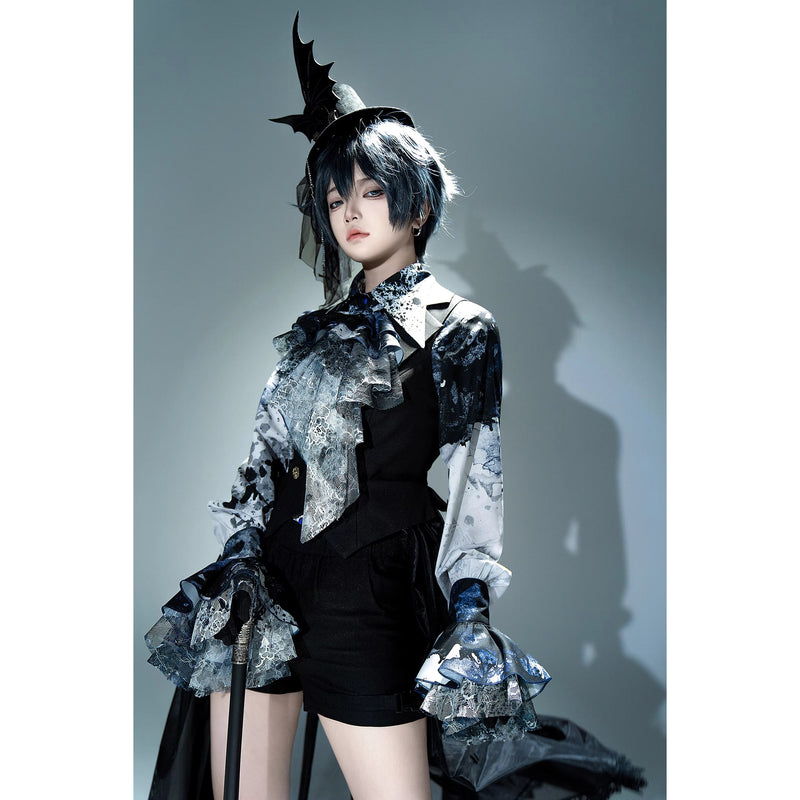 血塗れのお嬢様のヴィクトリアンブラウス - Dark Blue[2026年2月下旬-3月下旬発送予定]