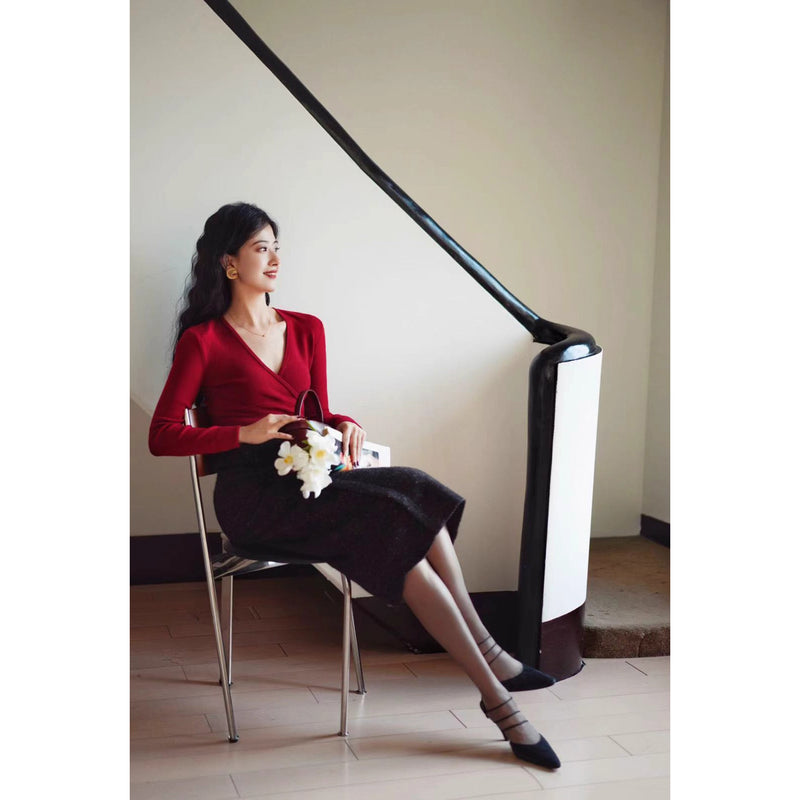 巴里貴婦人レトロニットトップス