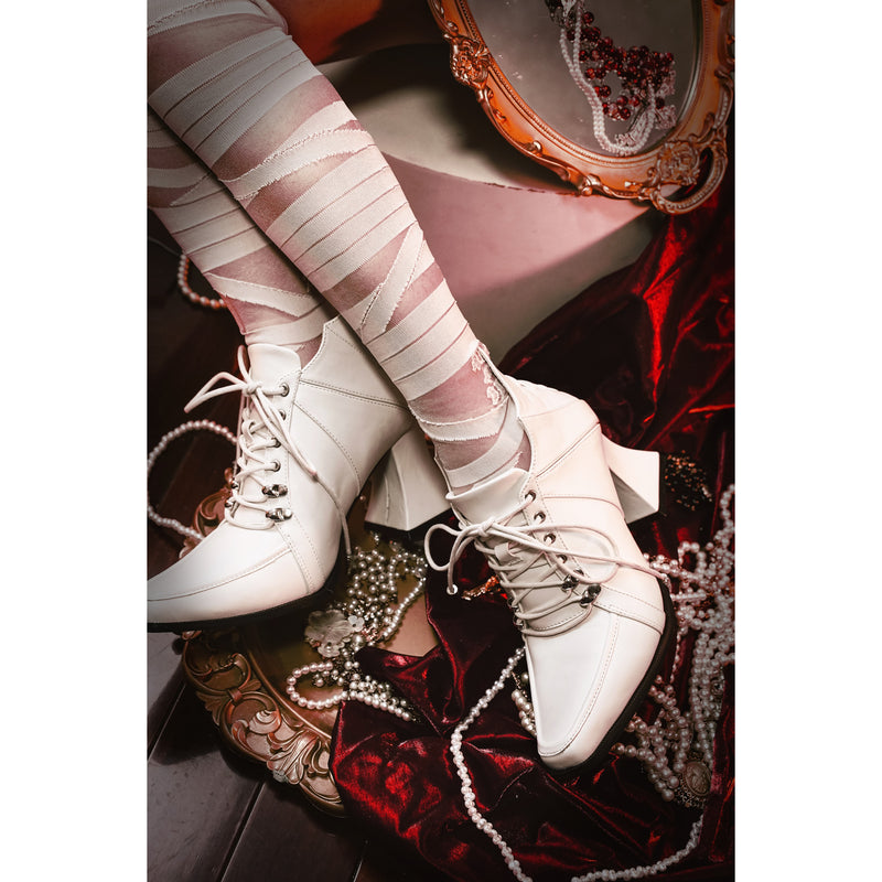 Vampire Lace-up Heeled Shoes - White[2025年11月上旬-11月下旬発送予定]