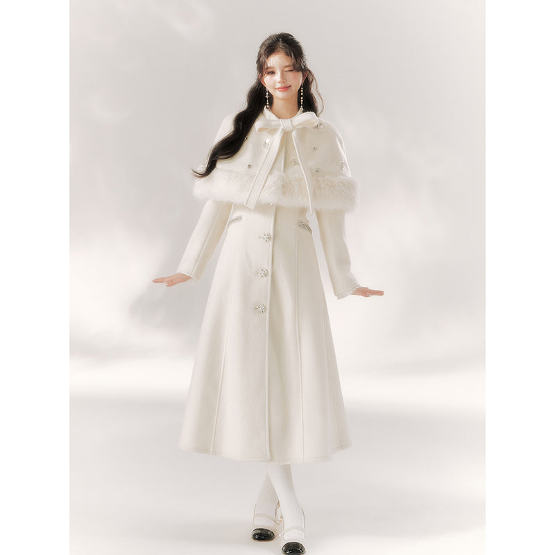 Elegant Embroidered Classical Cape Coat