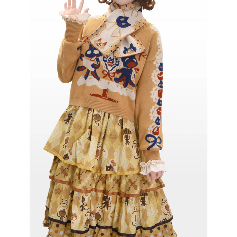 Afternoon Tea Time Cat Tiered Strap Skirt[2026年1月上旬-1月下旬発送予定]
