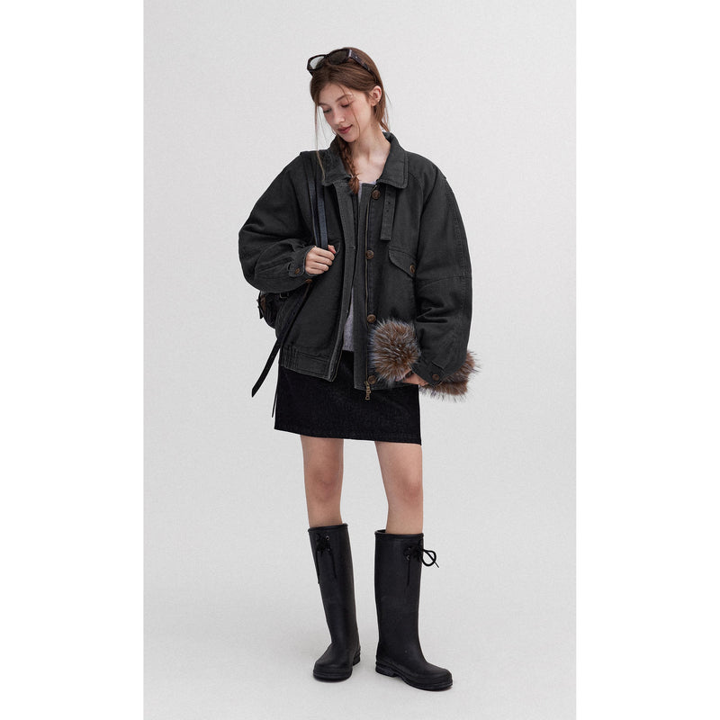 Oversized Retro Fur Work Jacket