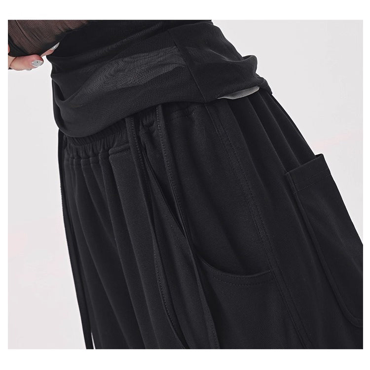 Light Blue Switching Wide Track Pants