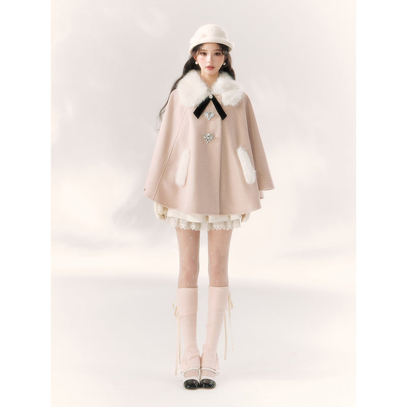 Innocent Girl Ribbon Fur Cloak