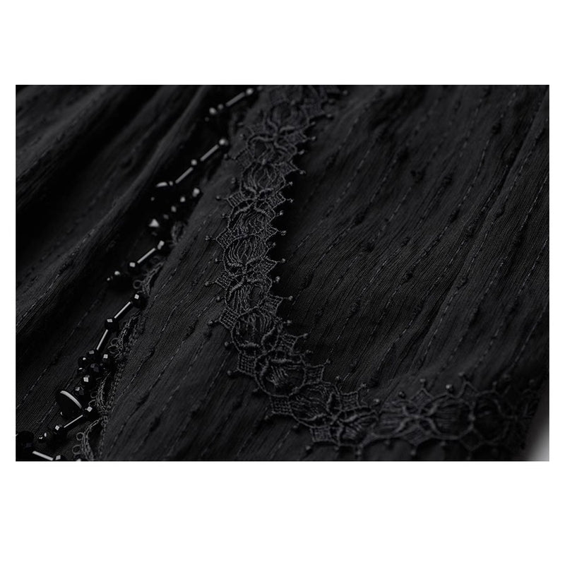 Stone Pendant Black Wide Pants