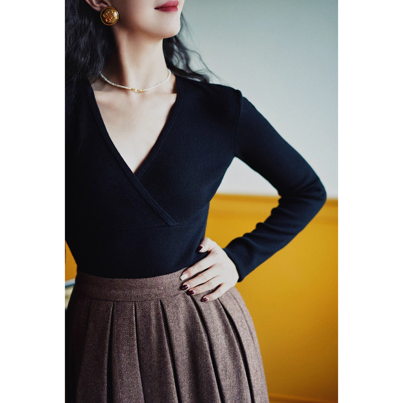 巴里貴婦人レトロニットトップス