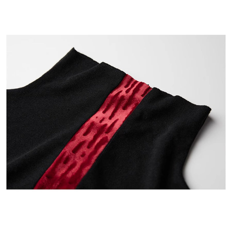 Black Red Slim Fit Top