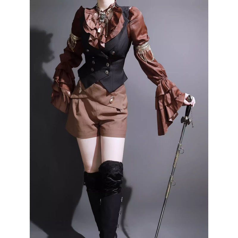 男爵令嬢のヴィクトリアンブラウス - Brown[2026年2月中旬-3月中旬発送予定]