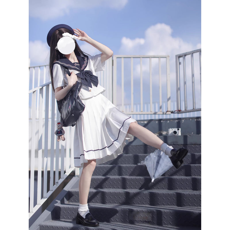 昭和レトロ　セーラーカラー スカーフリボン付 ホワイトブラウス 上品長袖 M1 LOULOU WILLOUGHBY】セーラーカラージョーゼット