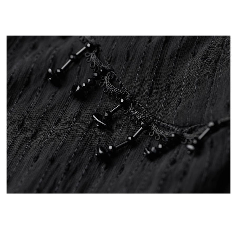 Stone Pendant Black Wide Pants