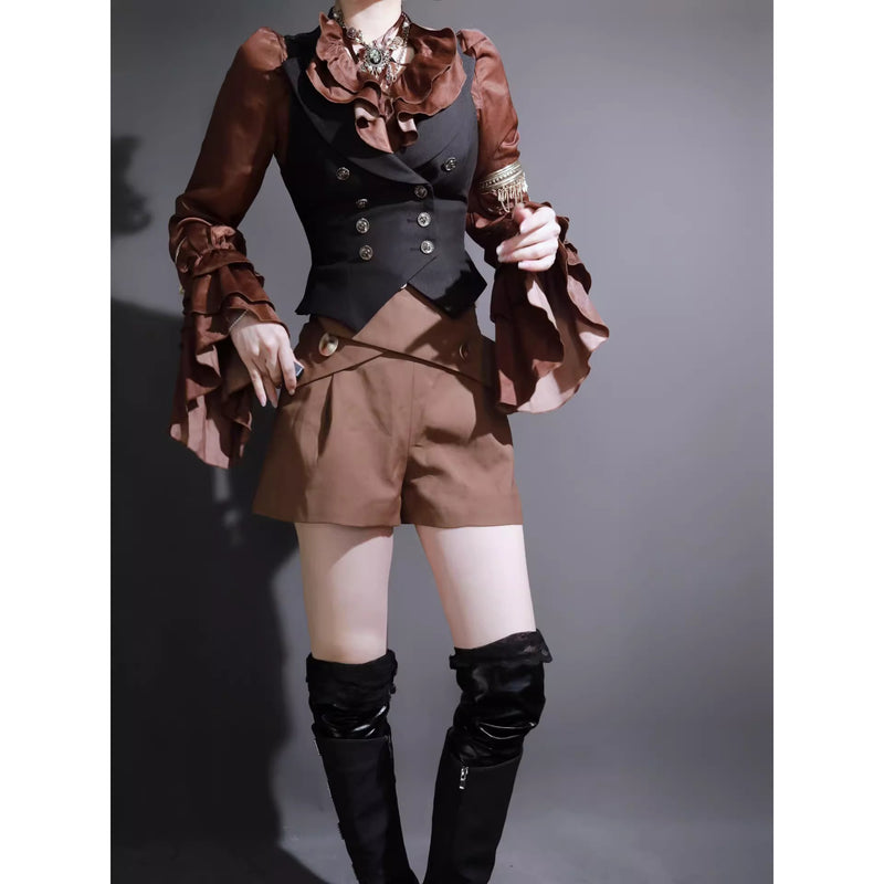 男爵令嬢のヴィクトリアンブラウス - Brown[2026年2月中旬-3月中旬発送予定]