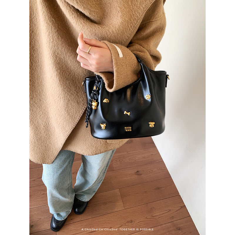 Golden Dog Leather Hand Shoulder Bag