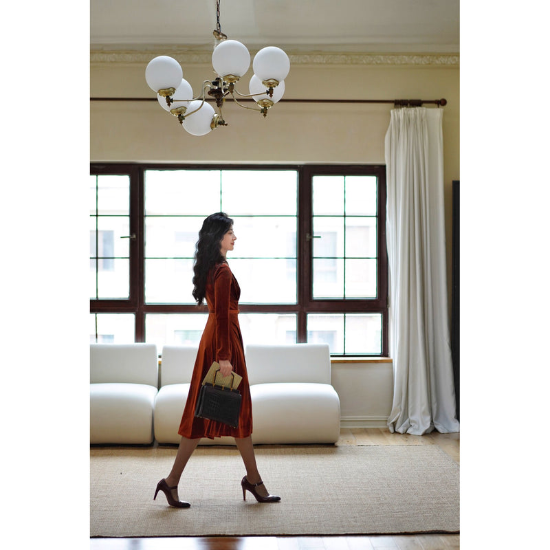 赤銅色の貴婦人ベルベットワンピース