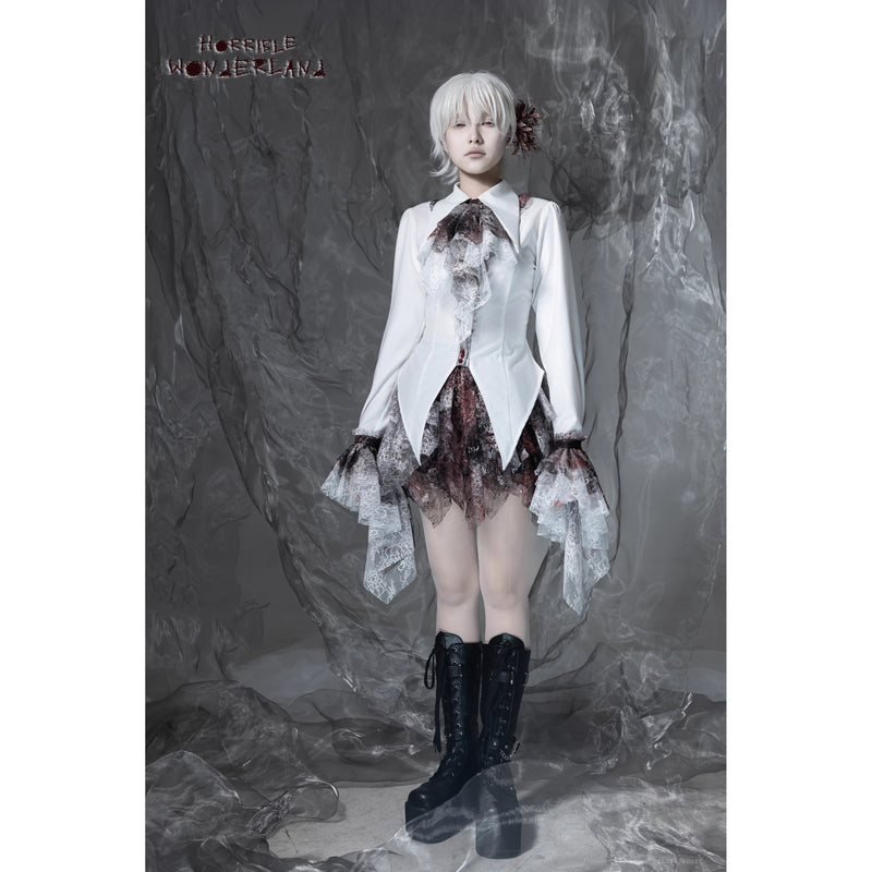 血塗れのお嬢様のレースアップブラウス - Dark Red[2026年2月下旬-3月下旬発送予定]