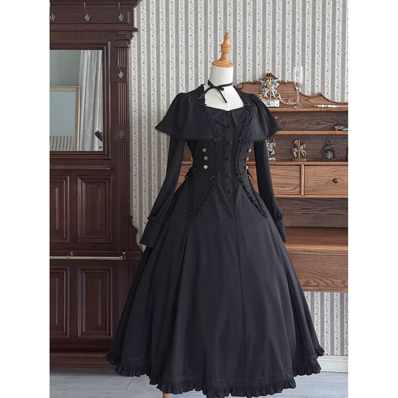 暗黒夜会のクラシカルケープワンピース - Black[2026年3月上旬-3月下旬発送予定]