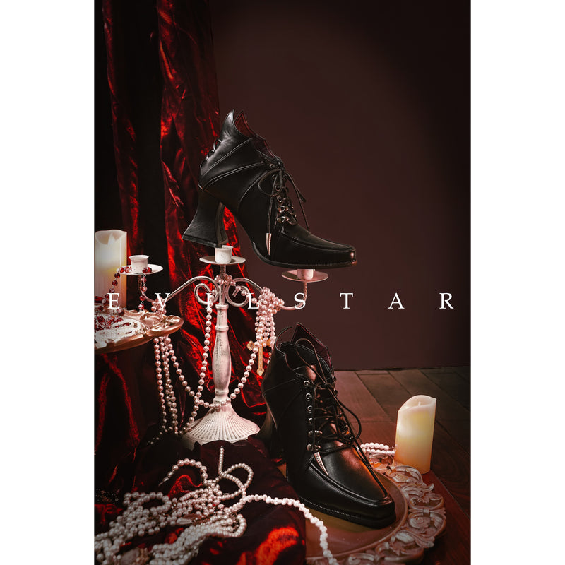 Vampire Lace-up Heeled Shoes - Black[2025年11月上旬-11月下旬発送予定]