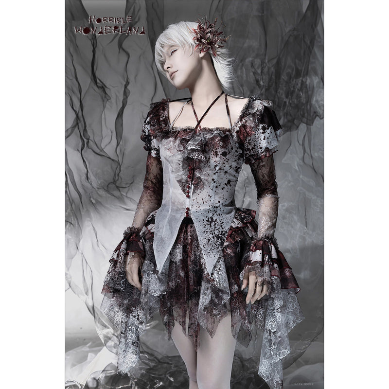 血塗れのお嬢様のゴシックブラウス - Dark Red[2026年2月下旬-3月下旬発送予定]