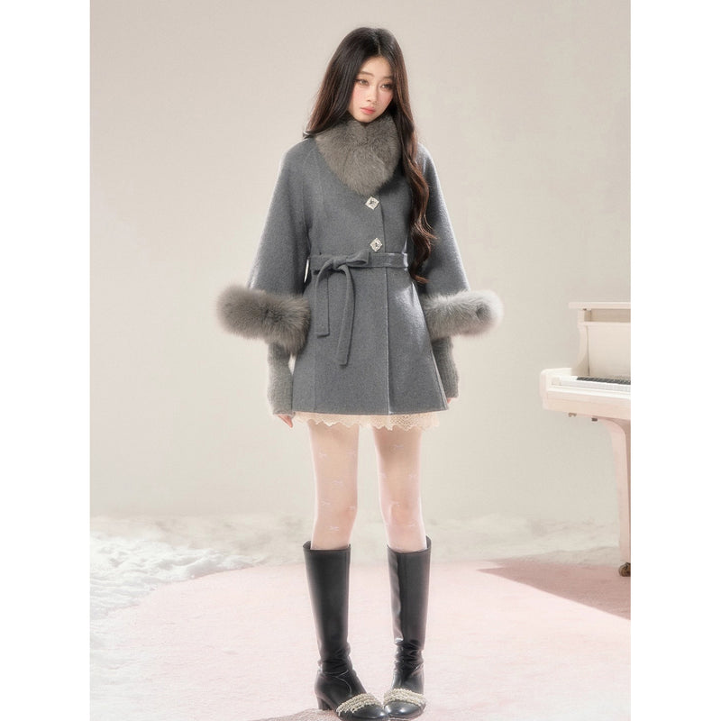Elegant Girl's Fur Coat