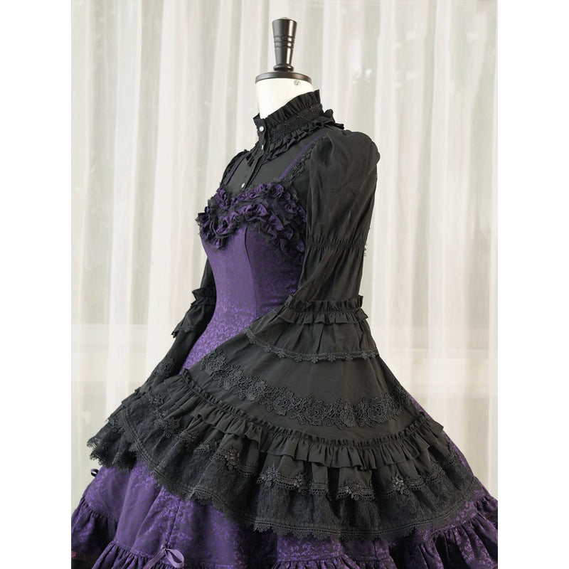 黒薔薇の刺繍ゴシックブラウス[2025年12月中旬-2026年1月中旬発送予定]