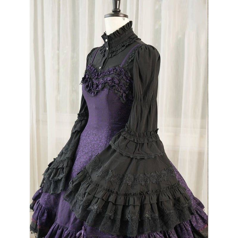 黒薔薇の刺繍ゴシックブラウス[2025年12月中旬-2026年1月中旬発送予定]
