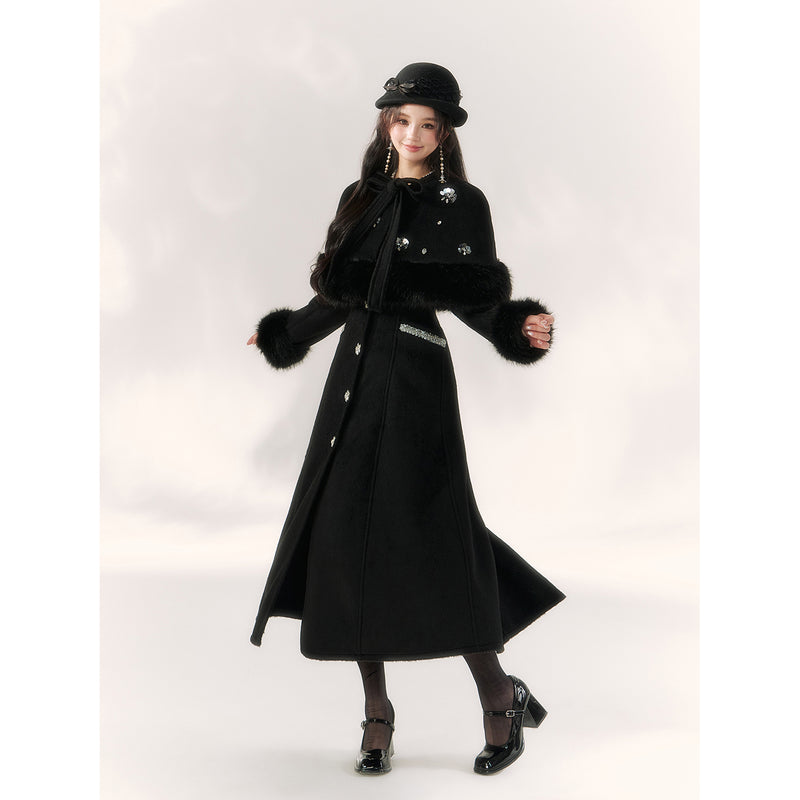 Elegant Embroidered Classical Cape Coat