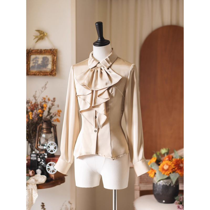 英国のお嬢様のクラシカルブラウス - Ecru Beige[2025年12月中旬発送予定]