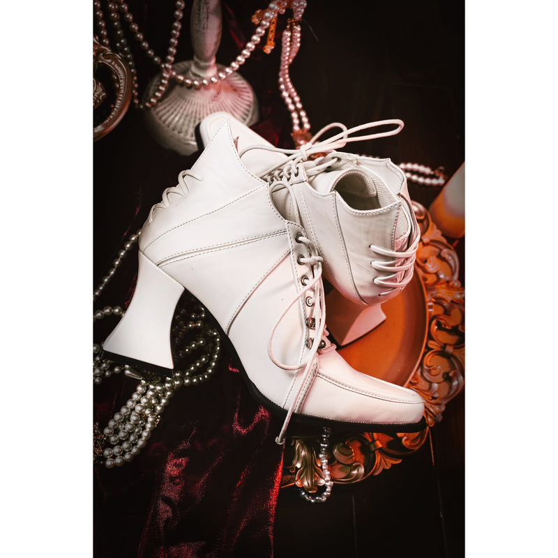 Vampire Lace-up Heeled Shoes - White[2025年11月上旬-11月下旬発送予定]
