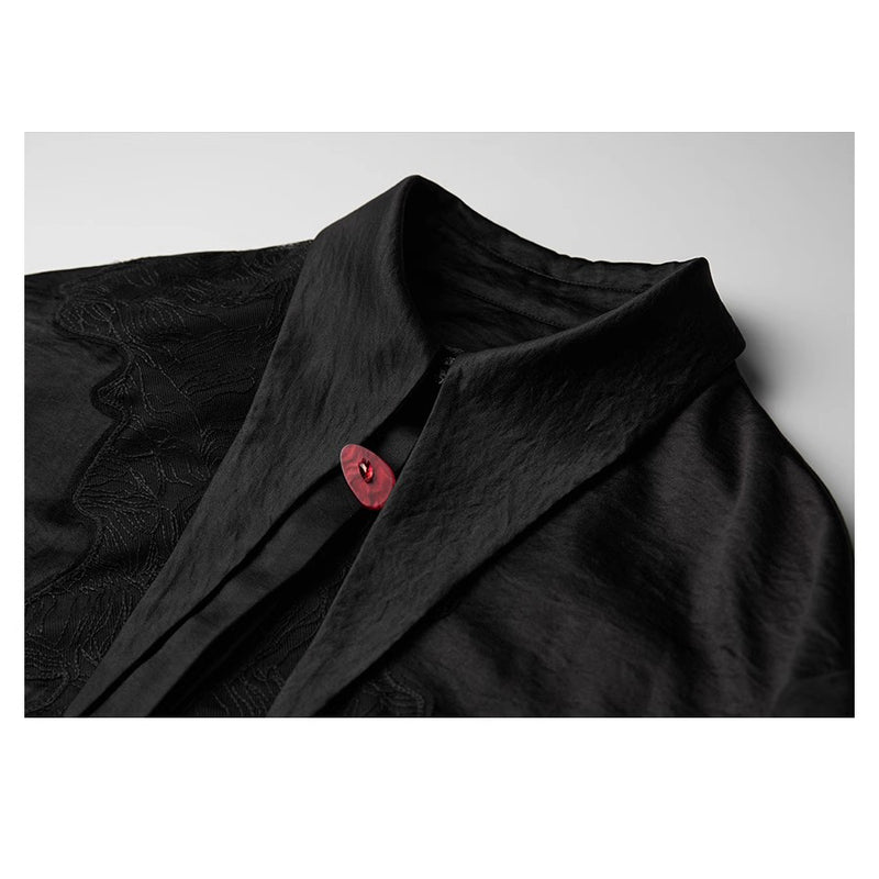 Abstract Embroidered Drawstring Blouse