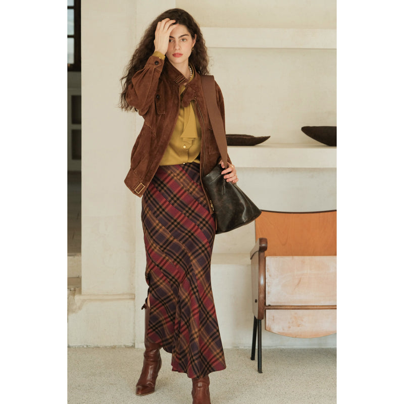 British Plaid Wool Mermaid Skirt