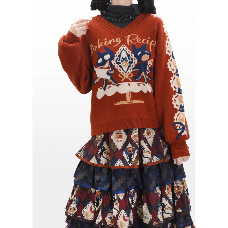 Afternoon Tea Time Cat Tiered Strap Skirt[2026年1月上旬-1月下旬発送予定]