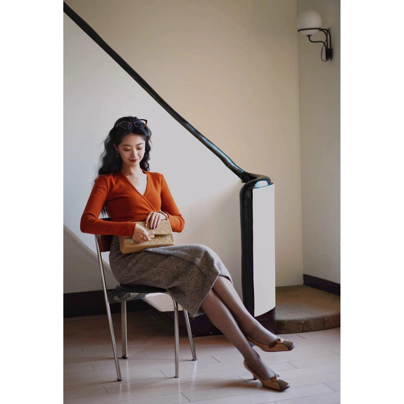 巴里貴婦人レトロニットトップス