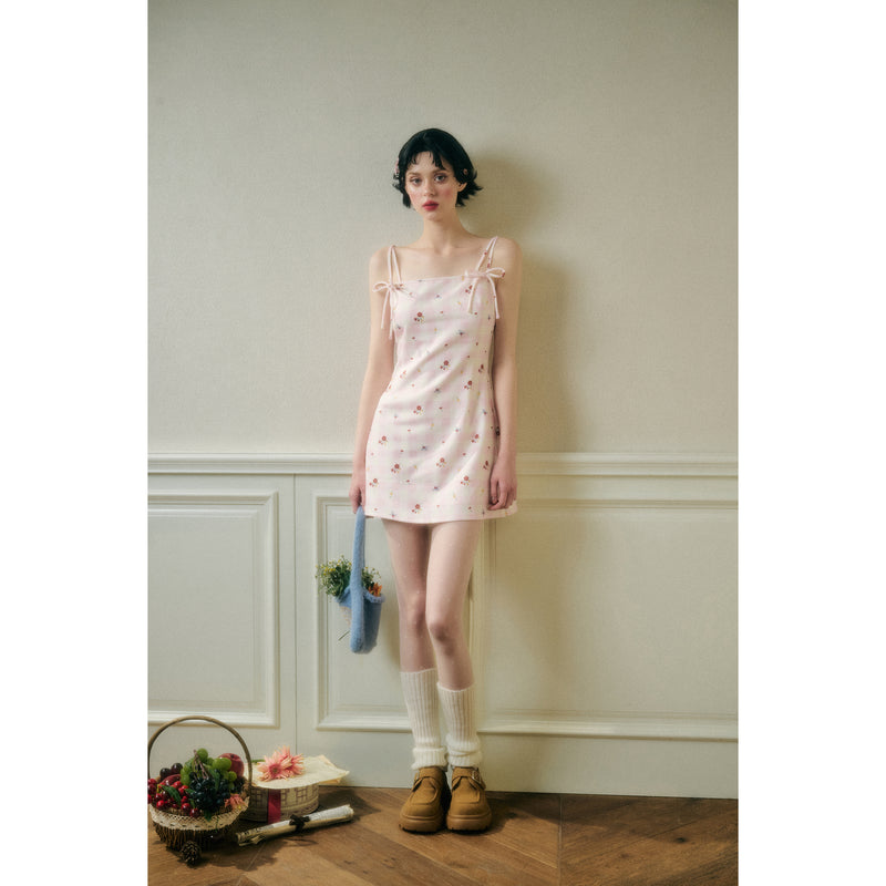 Camisole Dress with Pink Plaid and Floral Pattern