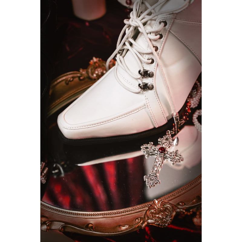 Vampire Lace-up Heeled Shoes - White[2025年11月上旬-11月下旬発送予定]