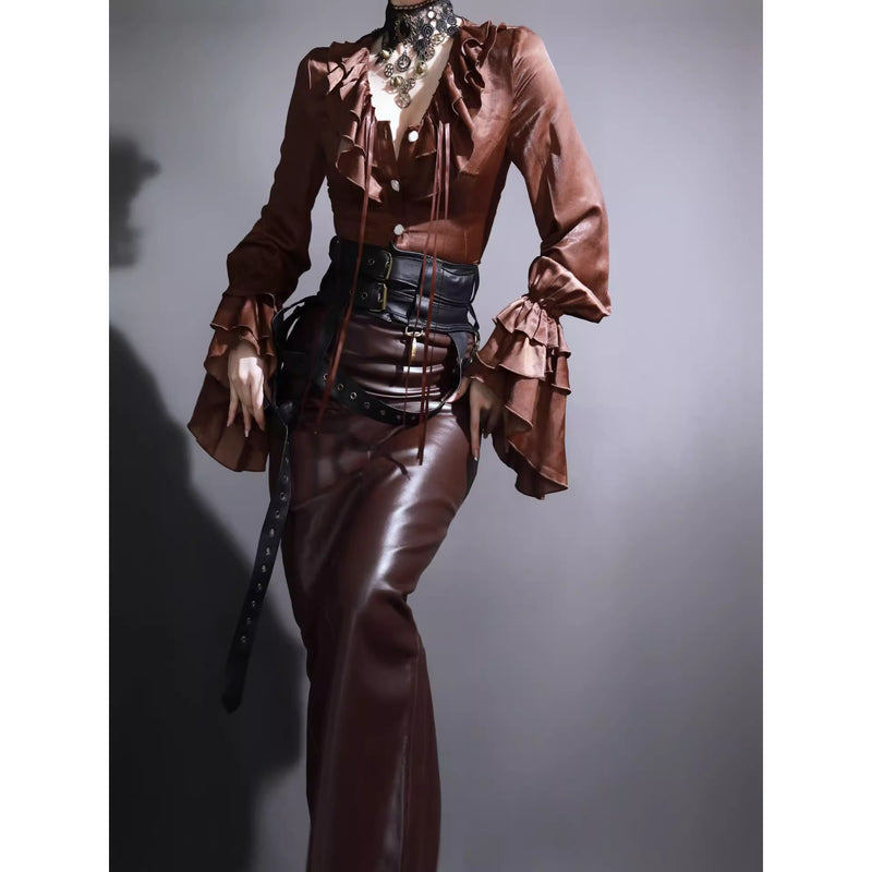 男爵令嬢のヴィクトリアンブラウス - Brown[2026年2月中旬-3月中旬発送予定]