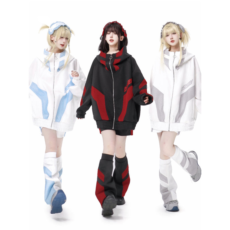 Ground Mine Girl Big Hoodie and Half Pants - Virtual Era