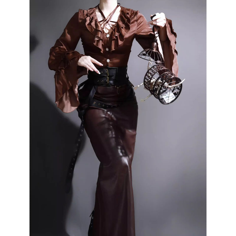 男爵令嬢のヴィクトリアンブラウス - Brown[2026年2月中旬-3月中旬発送予定]