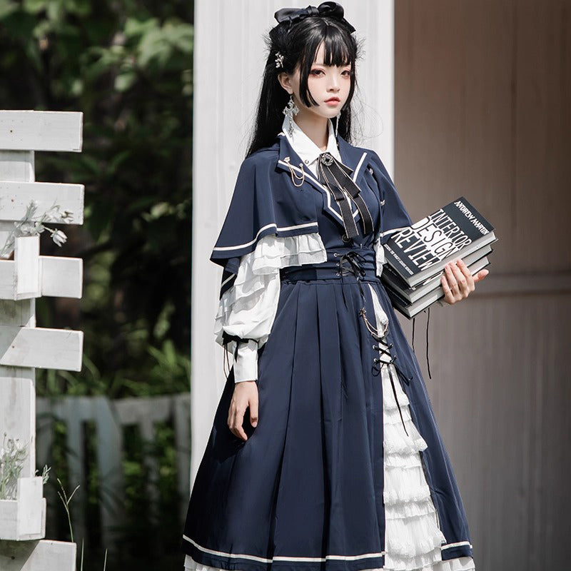 魔法学園のお嬢様のケープとベストとブラウスとコルセットスカート