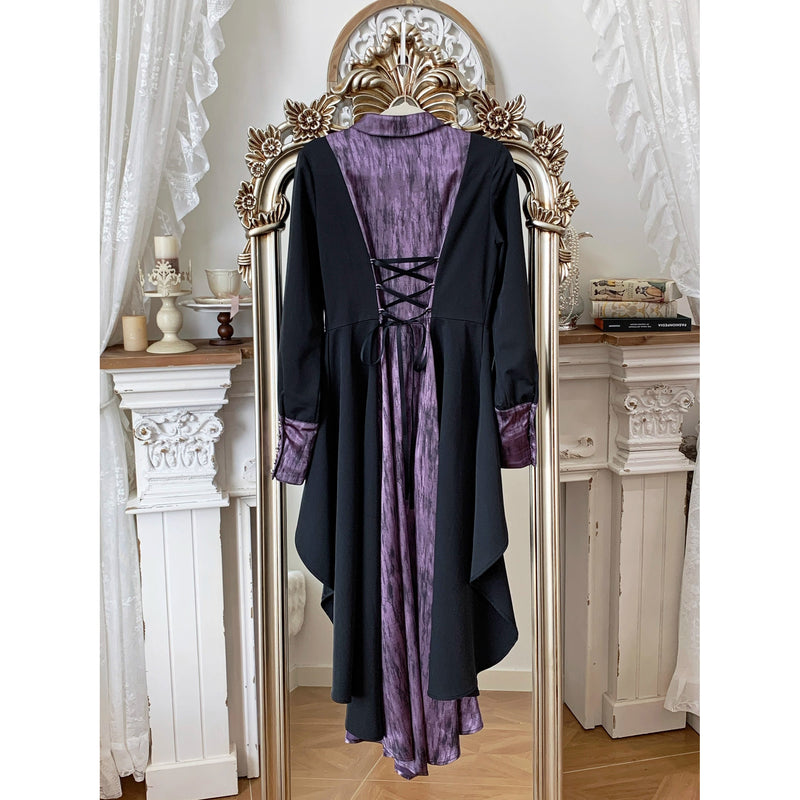 中世貴族のヴィクトリアンテールブラウス - Black Purple[2025年12月上旬-12月下旬発送予定]