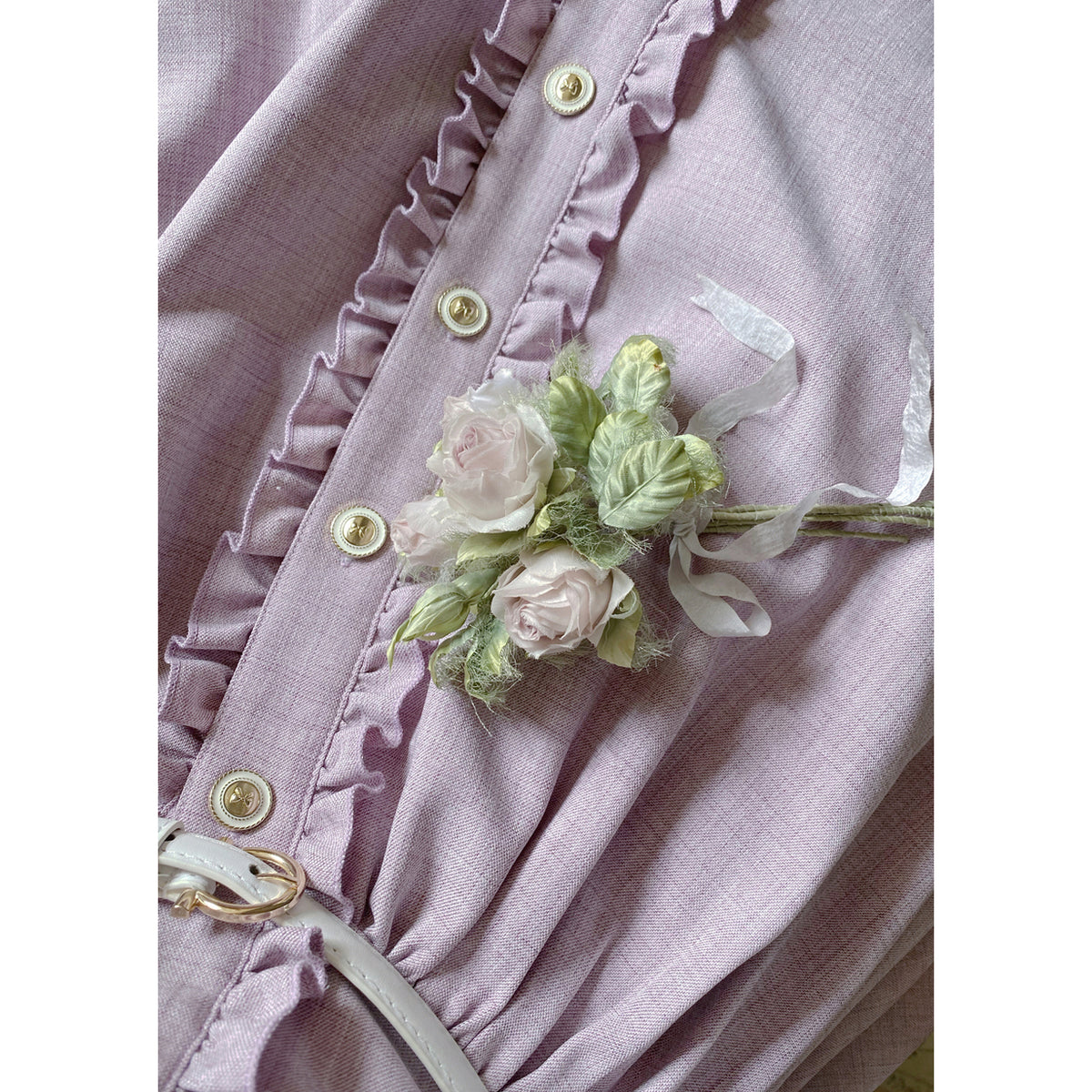 薔薇の花の刺繍ドッキングワンピース - Pink Purple – ManusMachina