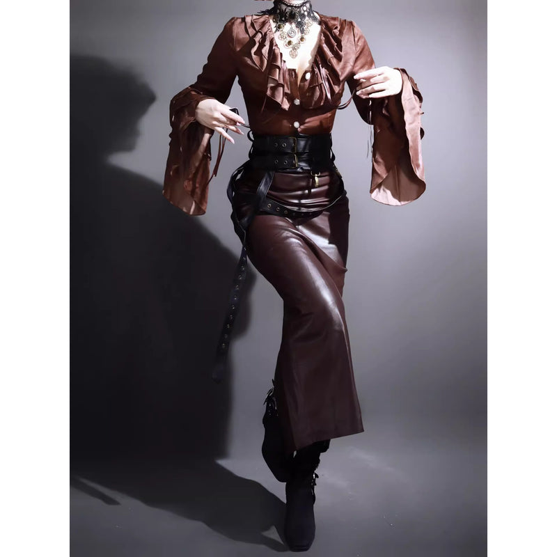 男爵令嬢のヴィクトリアンブラウス - Brown[2026年2月中旬-3月中旬発送予定]